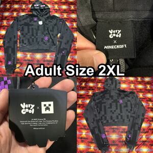 Very Cool Shirtz x Minecraft Enderman Washed Black Pullover Hoodie Adult Sz 2XL